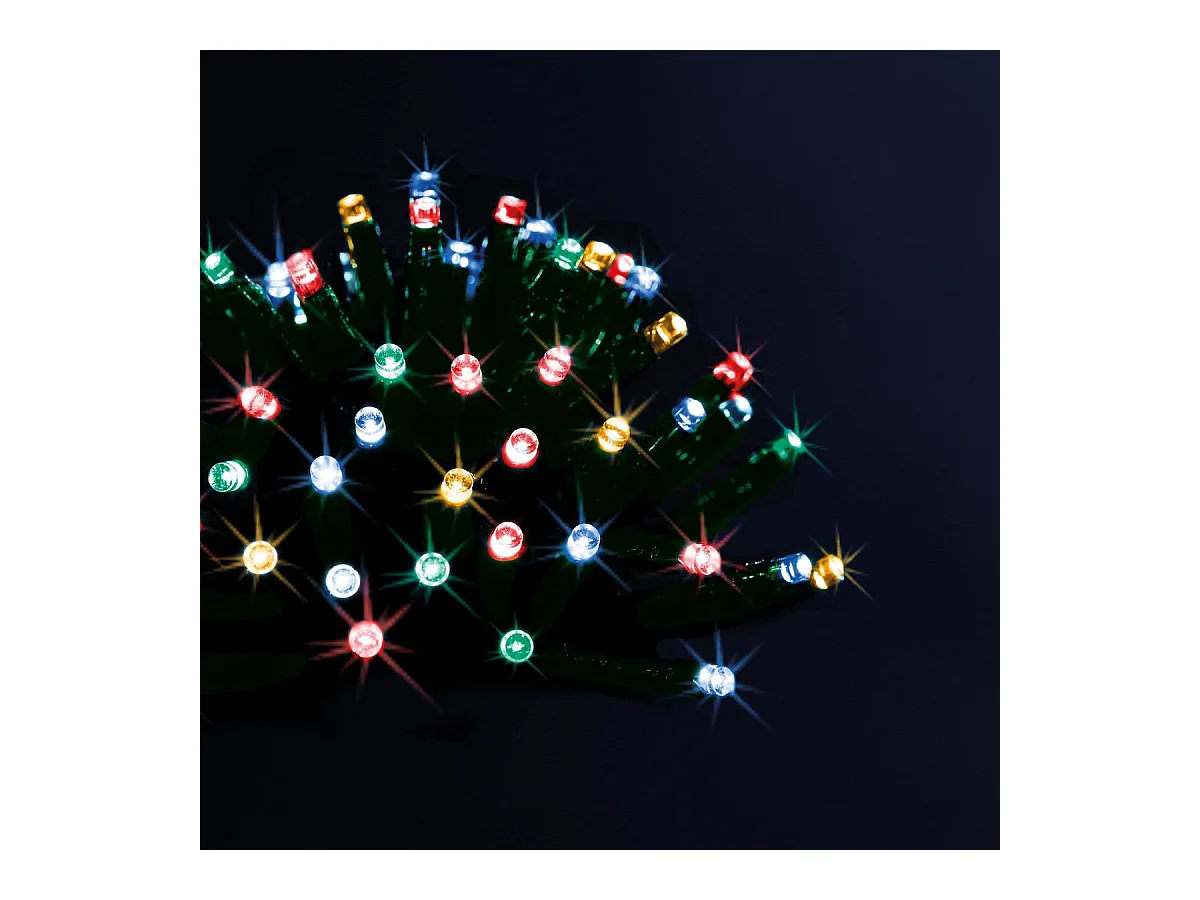 Guirlande lumineuse solaire 100 LED Multicolore 10 Mètres et 8 jeux de lumière