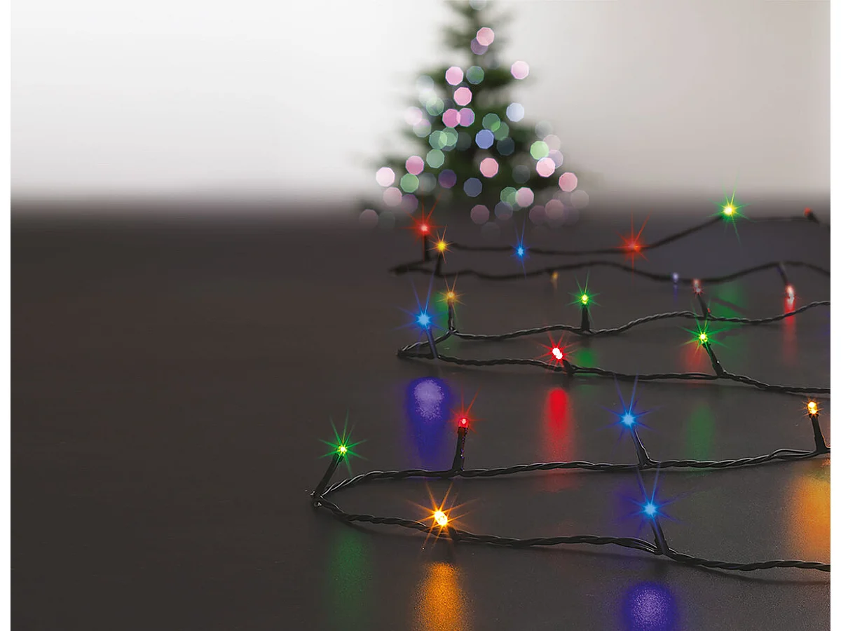 Guirlande lumineuse solaire 100 LED Multicolore 10 Mètres et 8 jeux de lumière