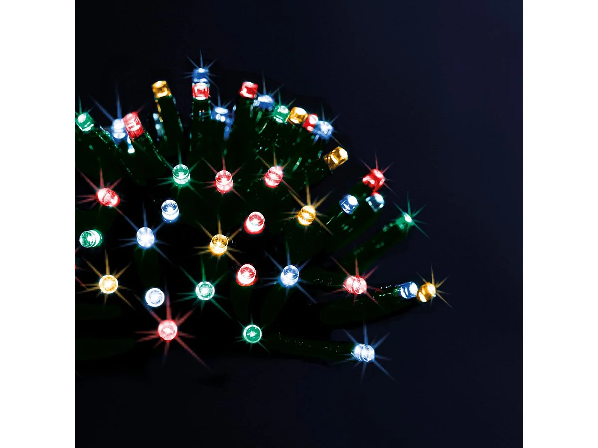 Guirlande lumineuse solaire 100 LED Multicolore 10 Mètres et 8 jeux de lumière