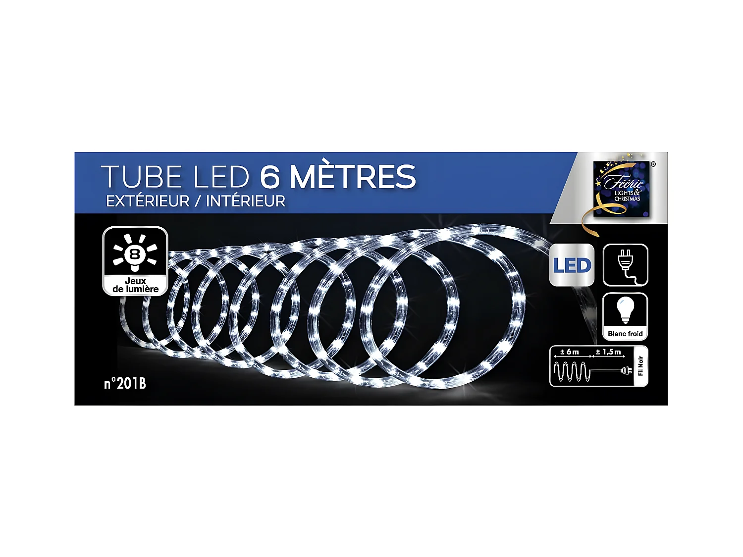 Guirlande Lumineuse Extérieur Tube 6 m 108 LED Blanc froid 8 jeux de lumière