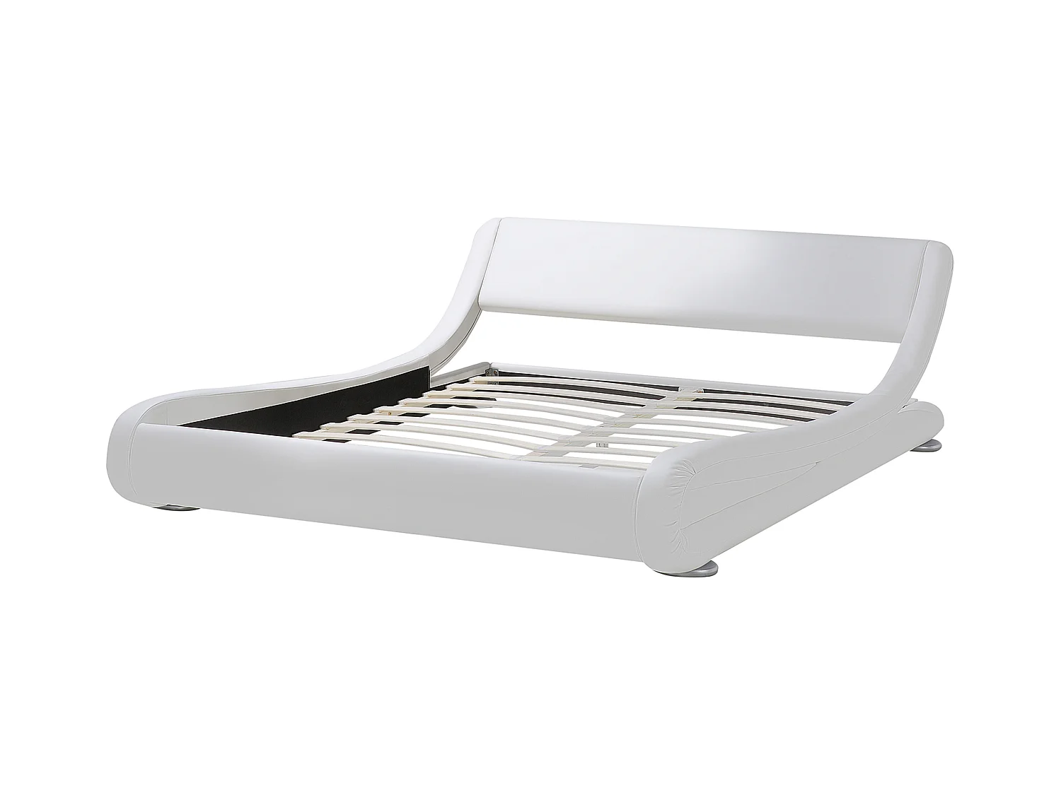 Lit avec sommier Cuir PU AVIGNON 180 x 200 cm Blanc