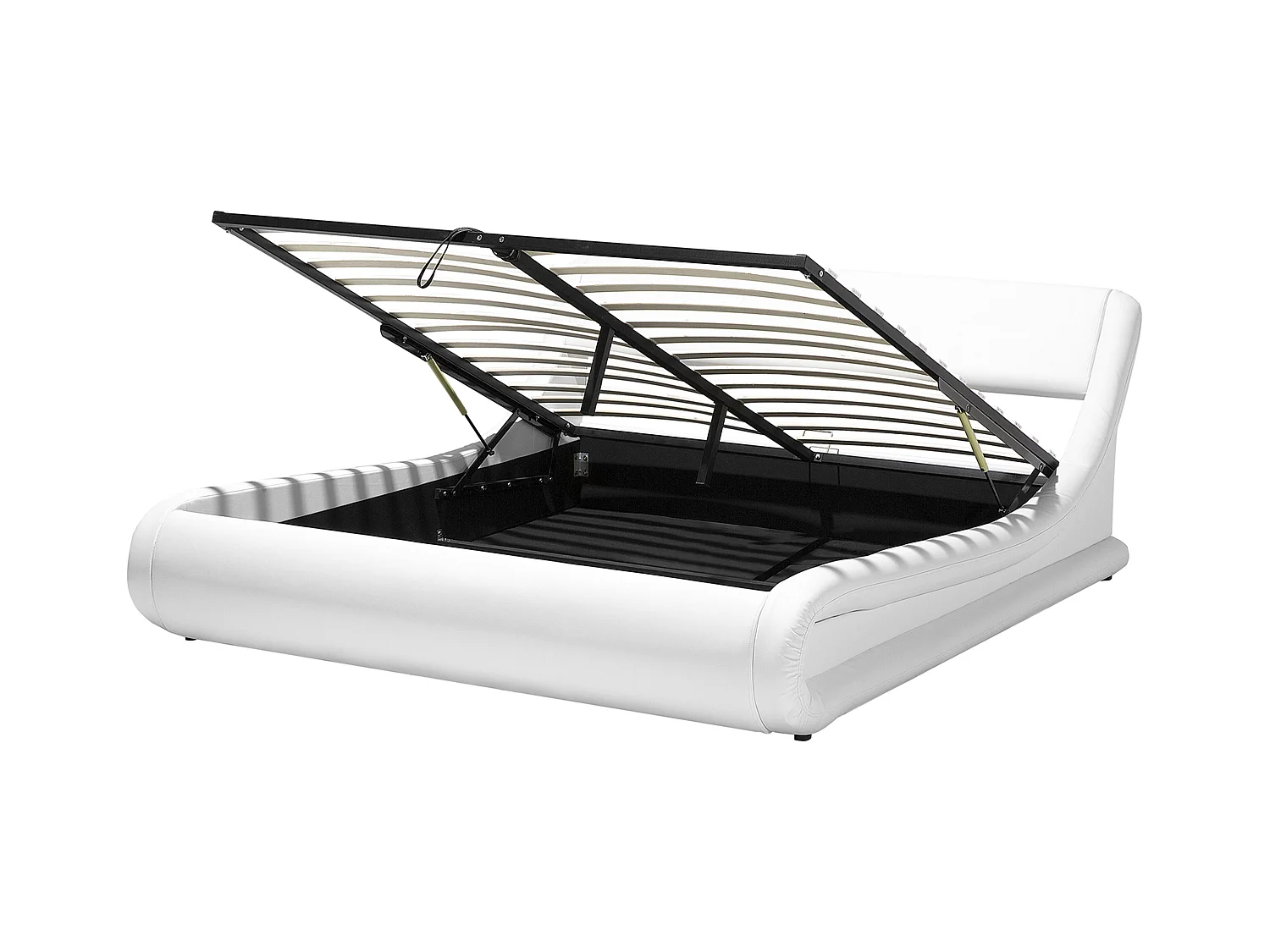 Lit ottoman Cuir PU AVIGNON 160 x 200 cm Blanc