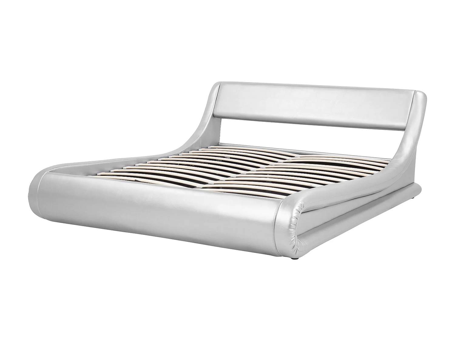 Letto con ottomano Pelle sintetica AVIGNON 180 x 200 cm Argento