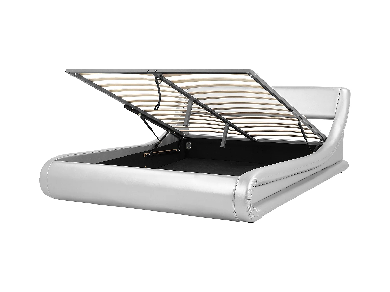 Lit ottoman Cuir PU AVIGNON 180 x 200 cm Argenté