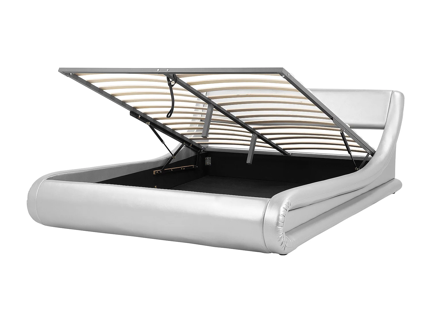 Lit ottoman Cuir PU AVIGNON 180 x 200 cm Argenté