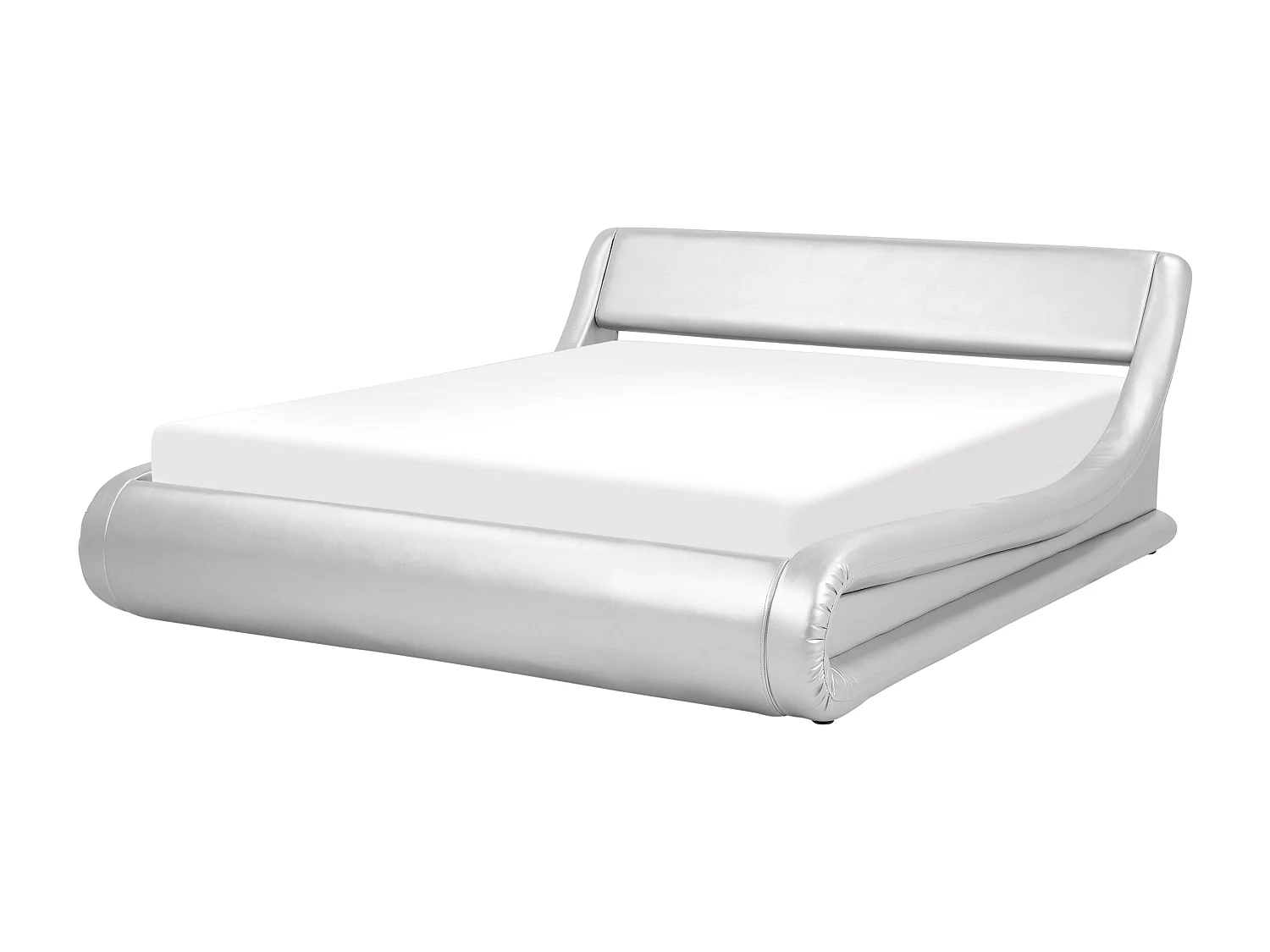 Modernes Bett aus Kunstleder in Silber 180 x 200 cm mit Bettkasen Avignon