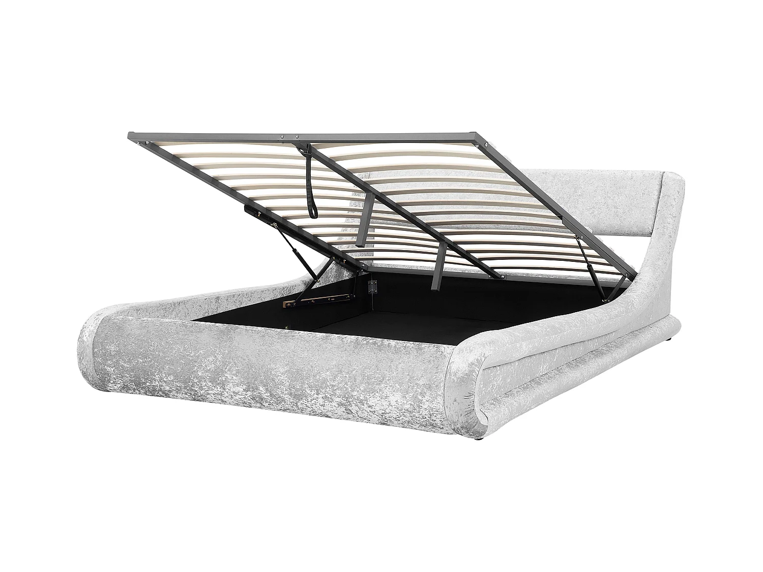 Bett Samtstoff silber mit Bettkasten hochklappbar 160 x 200 cm AVIGNON