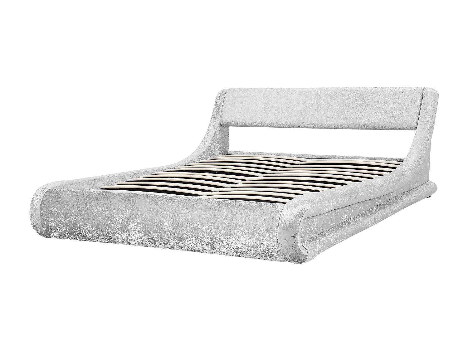 Bett Samtstoff silber mit Bettkasten hochklappbar 160 x 200 cm AVIGNON