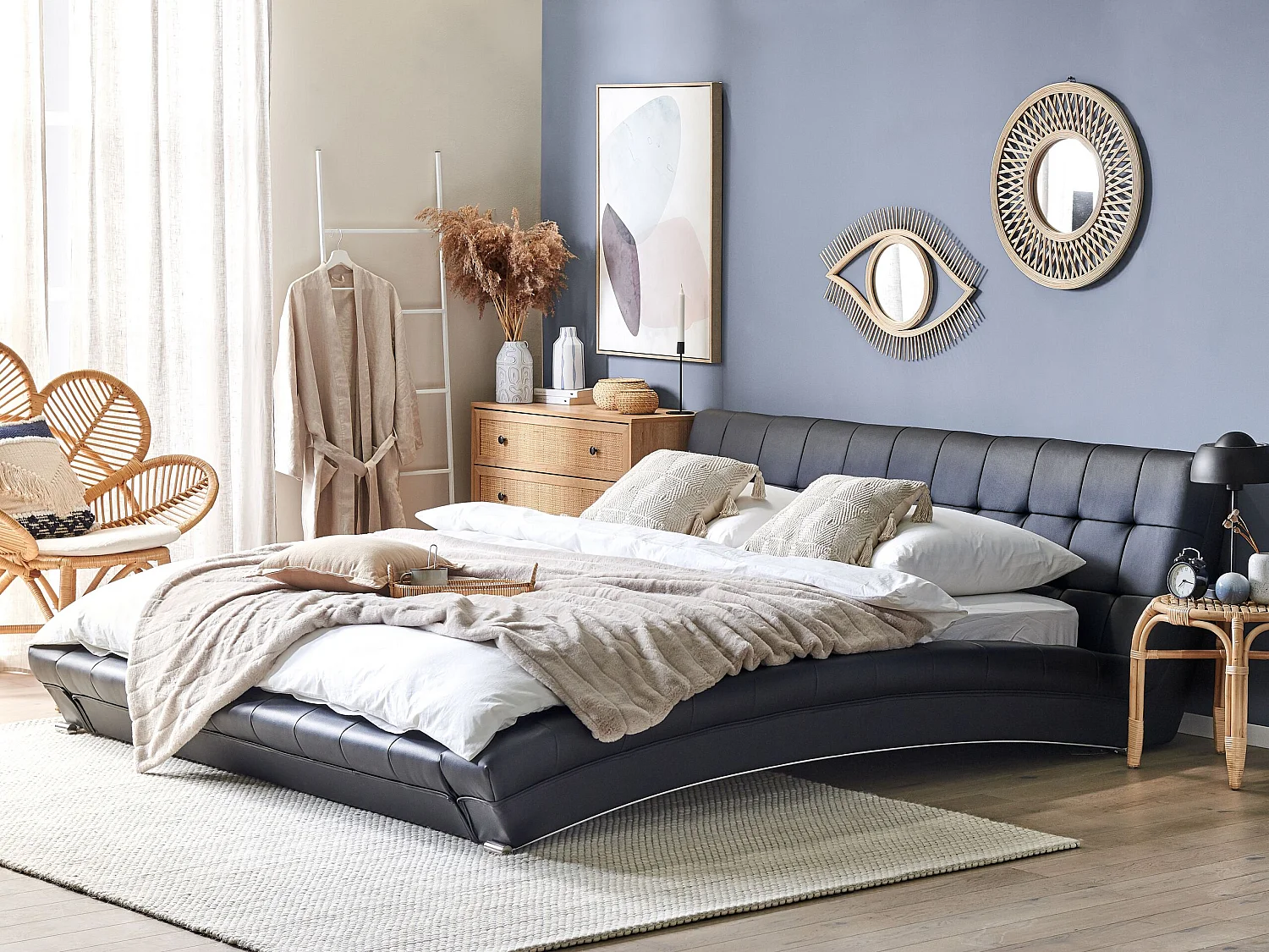 Lederbett schwarz Lattenrost 180 x 200 cm LILLE