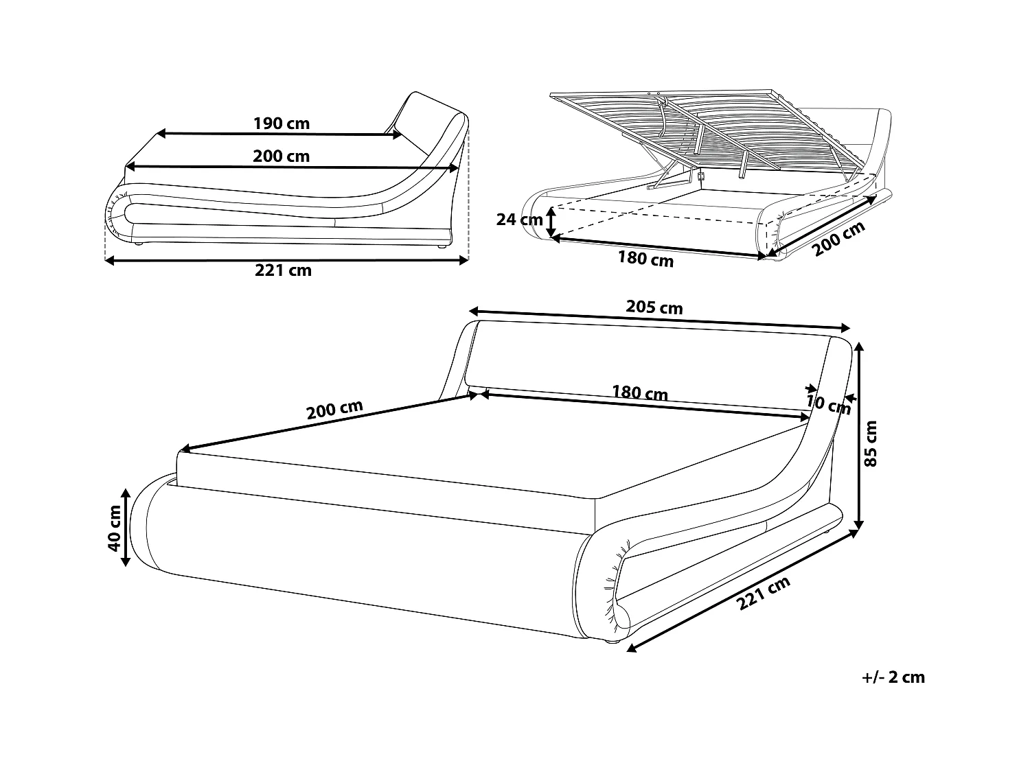 Bed met opbergruimte kunstleer zwart 180 x 200 cm AVIGNON