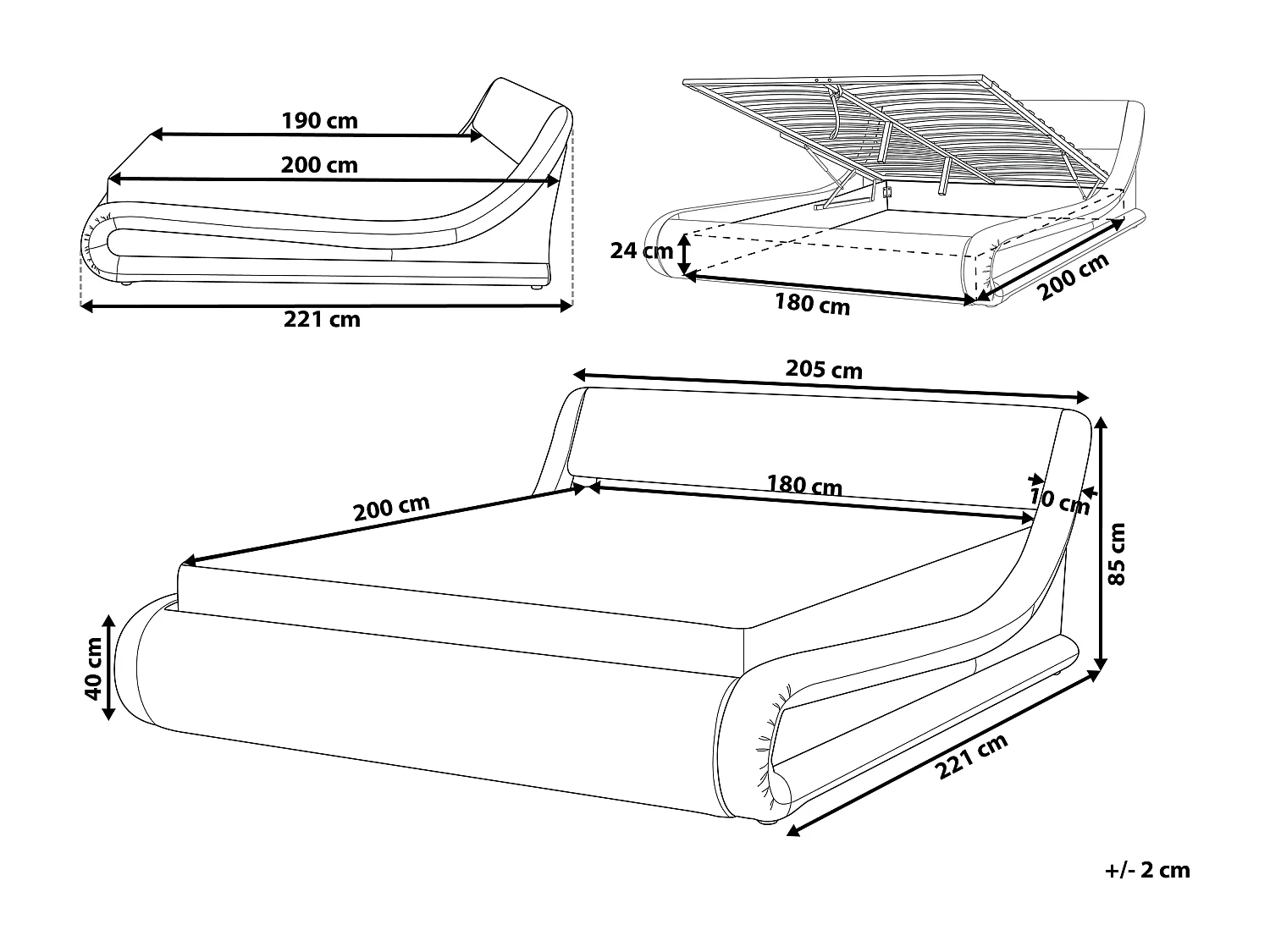 Bed met opbergruimte kunstleer zwart 180 x 200 cm AVIGNON