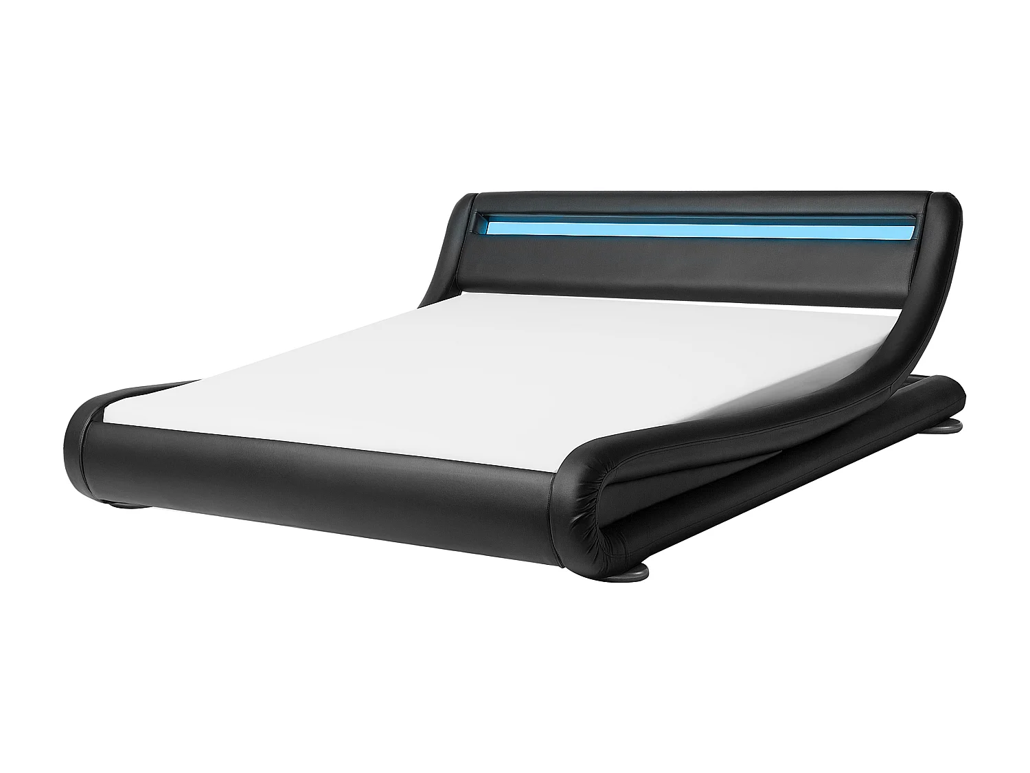 Lit avec LED Cuir PU AVIGNON 180 x 200 cm Noir