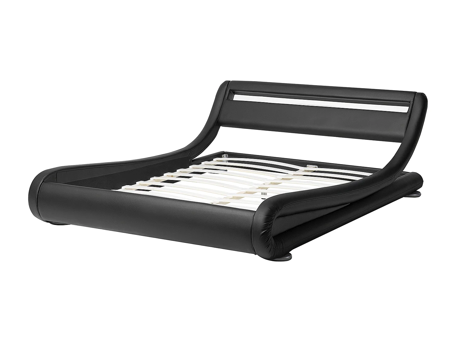 Lit avec LED Cuir PU AVIGNON 180 x 200 cm Noir