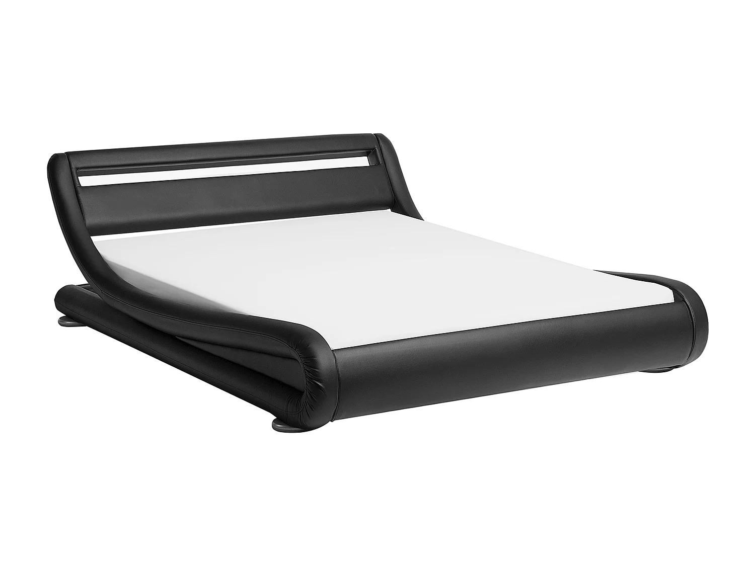 Lit avec LED Cuir PU AVIGNON 180 x 200 cm Noir
