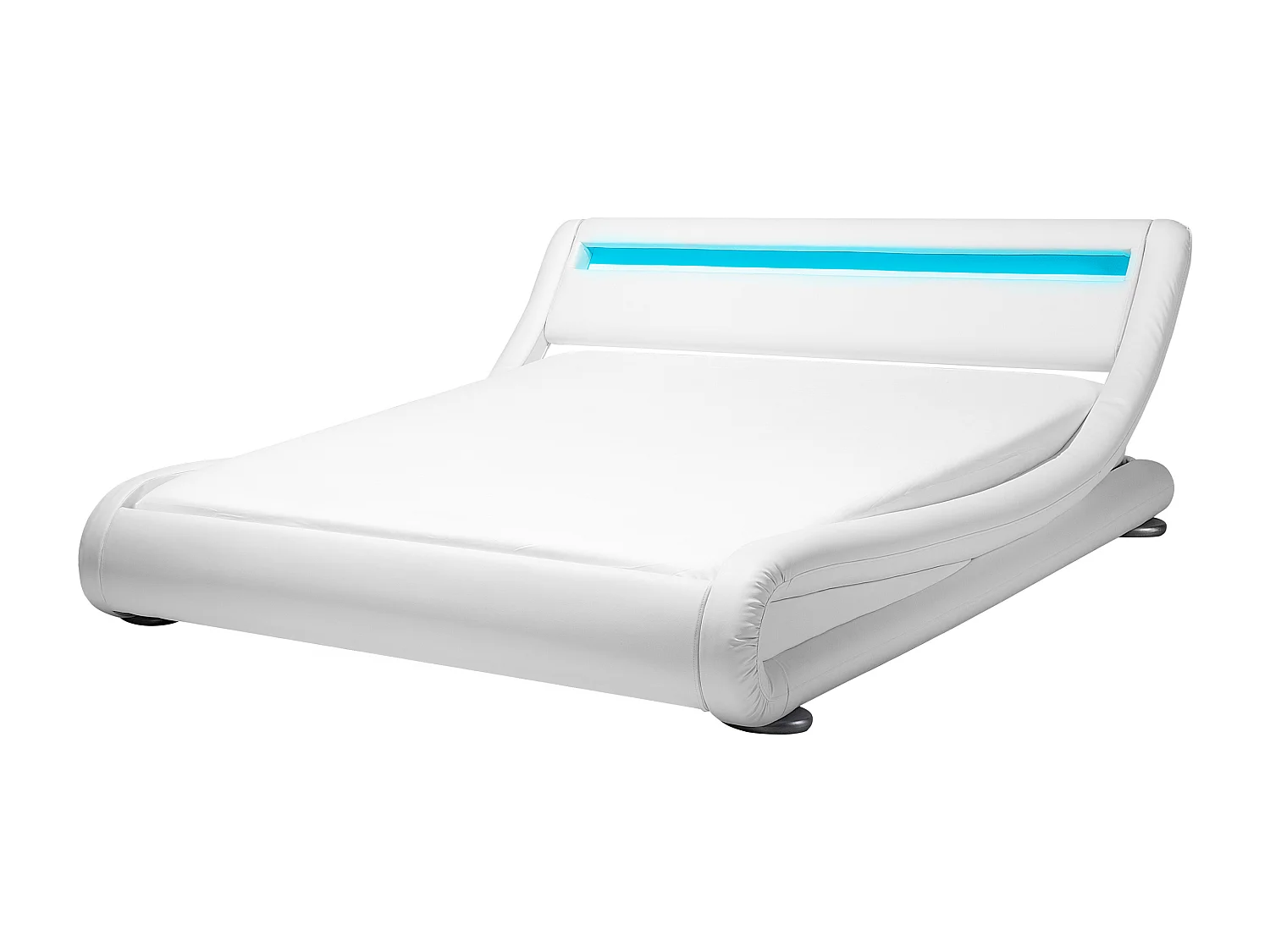 Bett Kunstleder weiß 160 x 200 cm mit LED-Beleuchtung AVIGNON