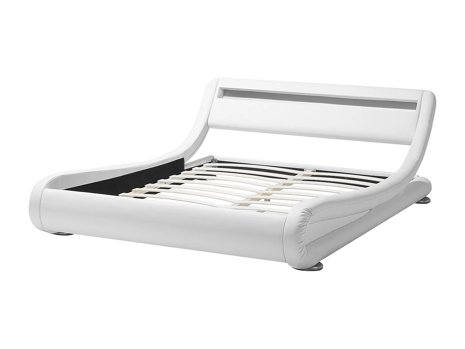 Bett Kunstleder weiß 160 x 200 cm mit LED-Beleuchtung AVIGNON