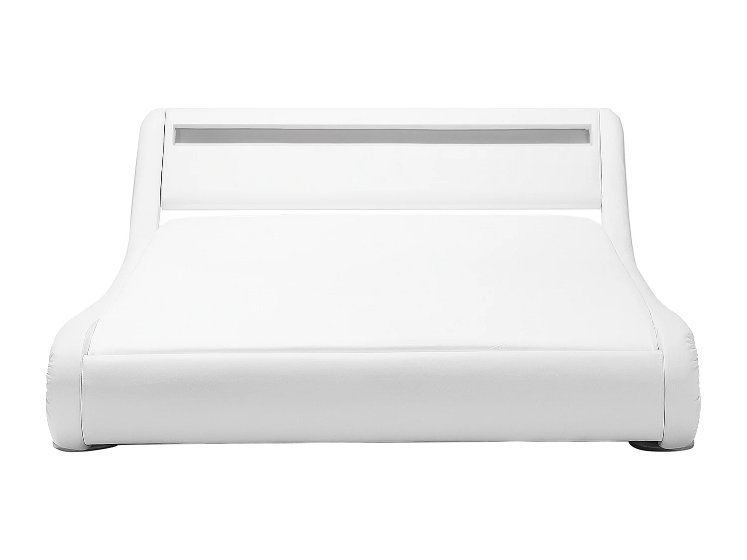 Bett Kunstleder weiß 160 x 200 cm mit LED-Beleuchtung AVIGNON
