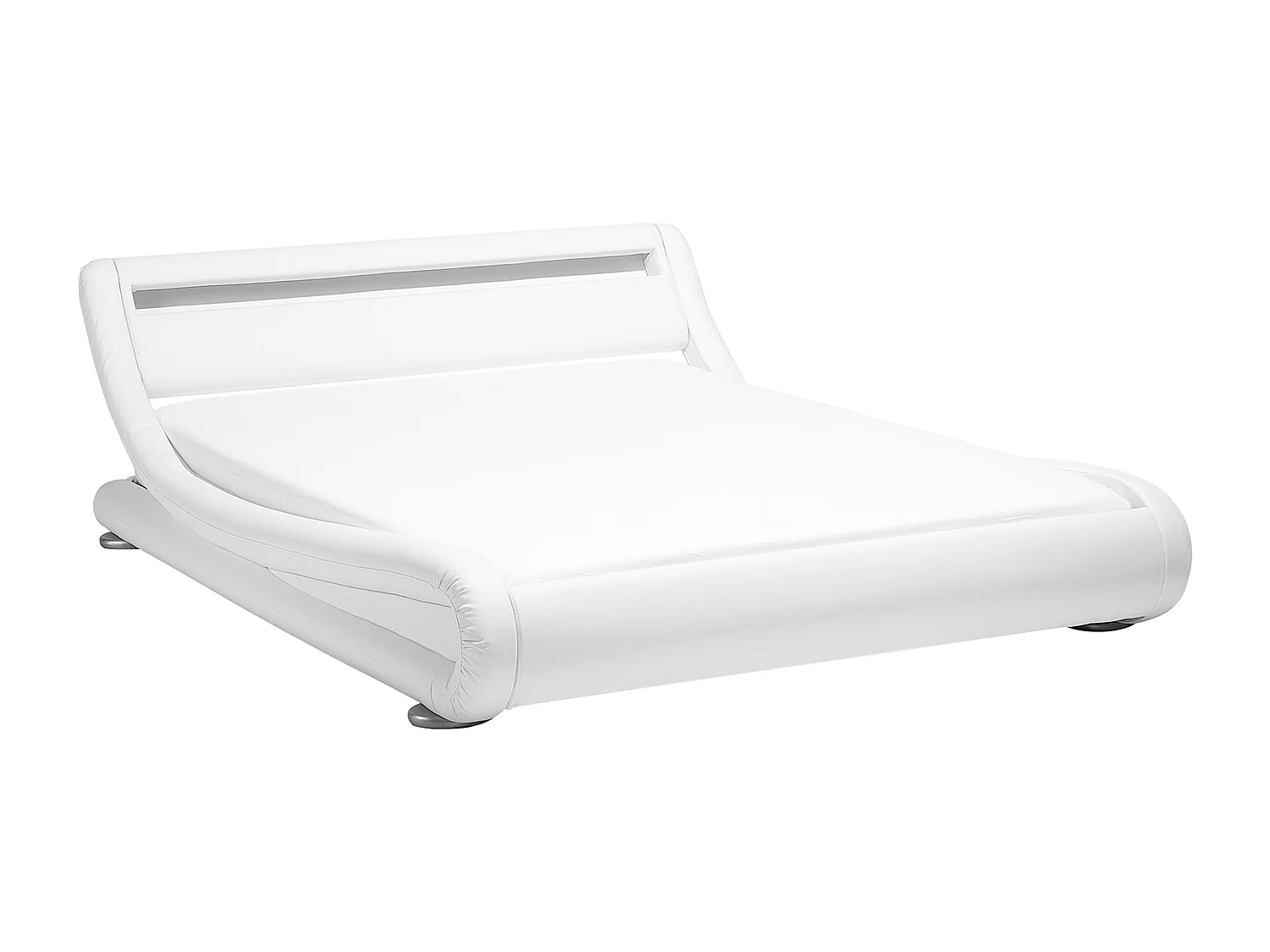 Bett Kunstleder weiß 160 x 200 cm mit LED-Beleuchtung AVIGNON