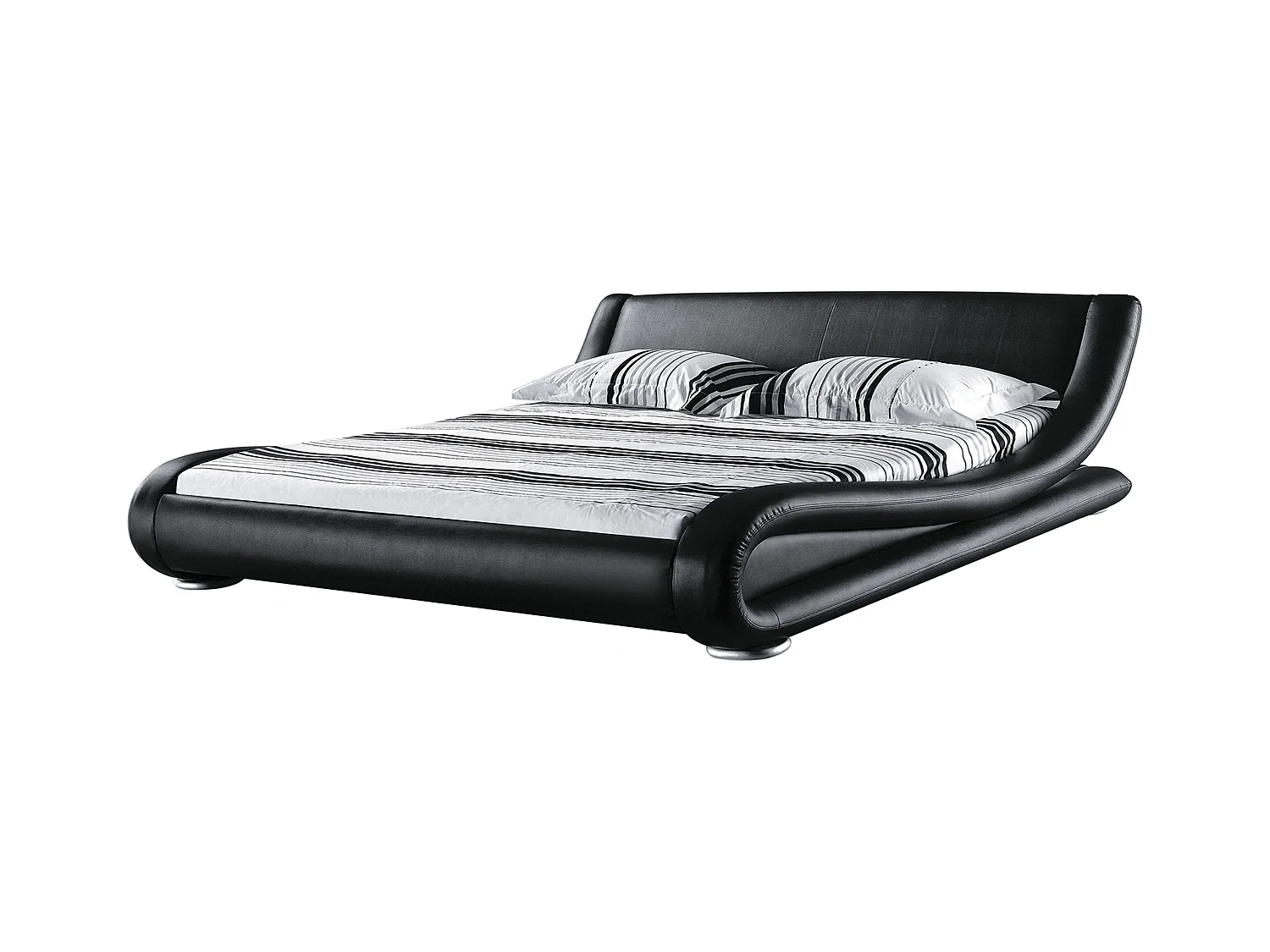 Letto matrimoniale moderno in pelle nera 180x200cm AVIGNON