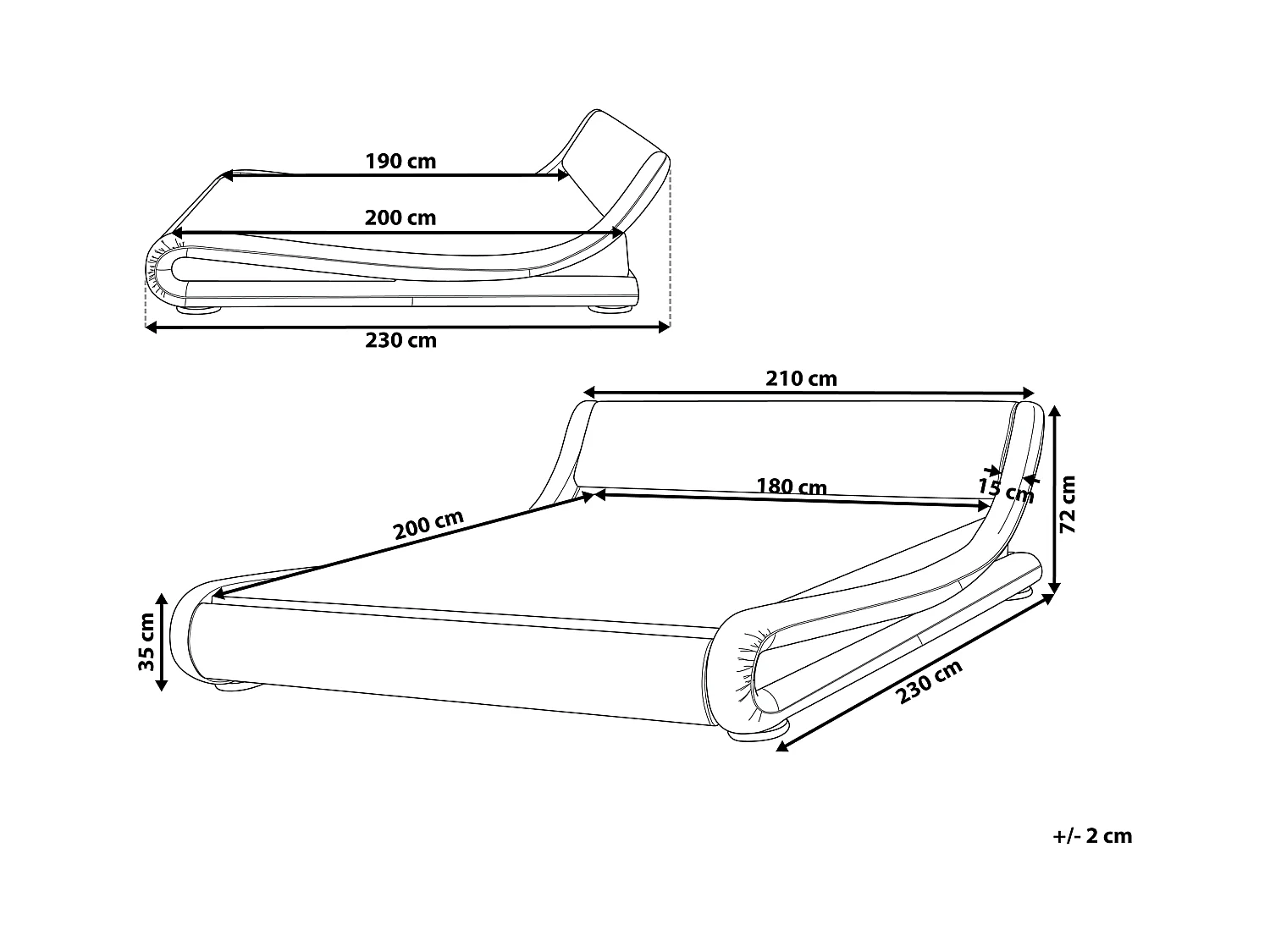 Letto matrimoniale moderno in pelle nera 180x200cm AVIGNON