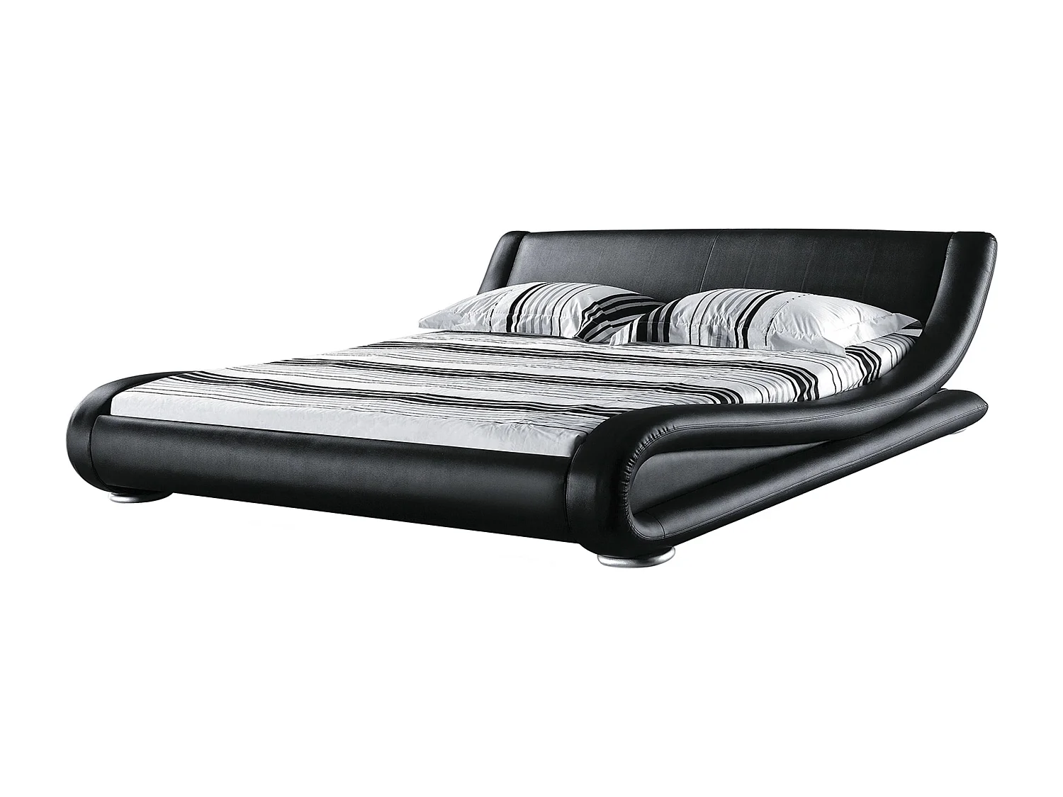 Letto matrimoniale moderno in pelle nera 180x200cm AVIGNON