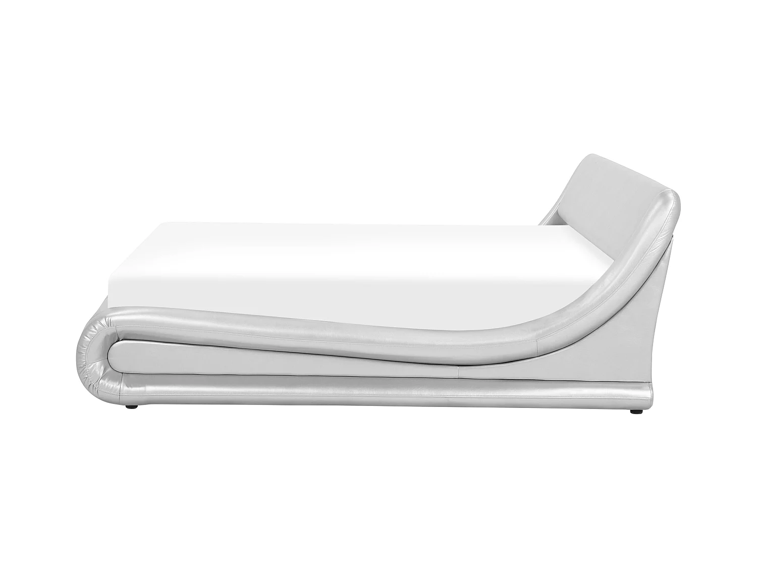 Lit ottoman Cuir PU AVIGNON 160 x 200 cm Argenté