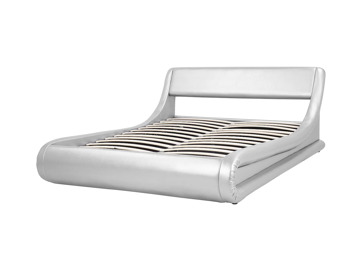 Lit ottoman Cuir PU AVIGNON 160 x 200 cm Argenté