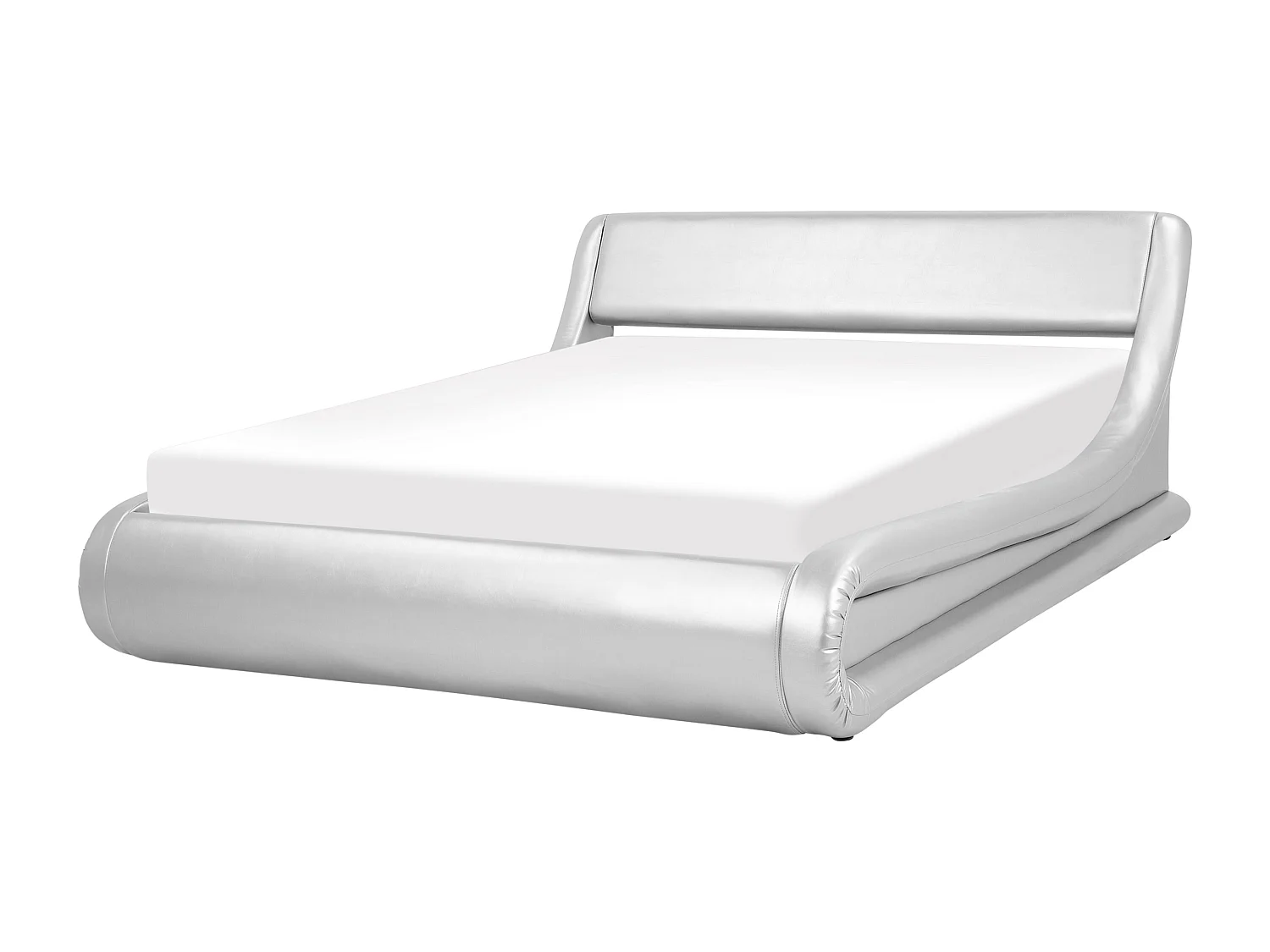 Modernes Bett aus Kunstleder in Silber 160 x 200 cm mit Bettkasen Avignon