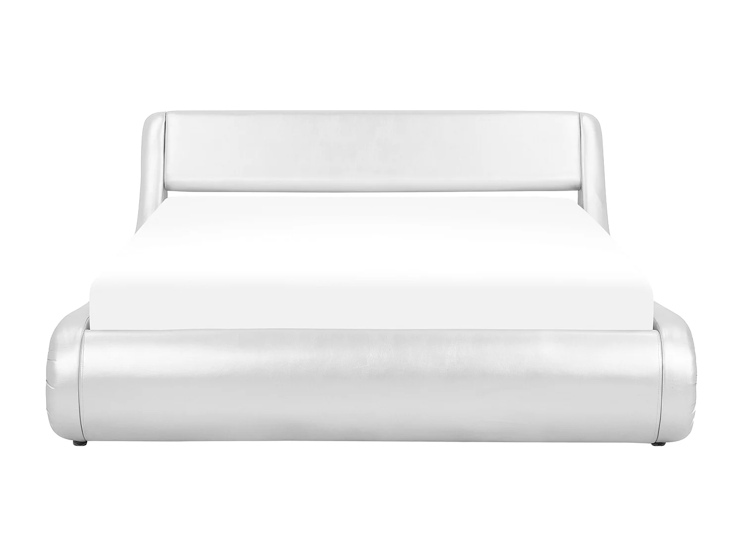 Modernes Bett aus Kunstleder in Silber 160 x 200 cm mit Bettkasen Avignon