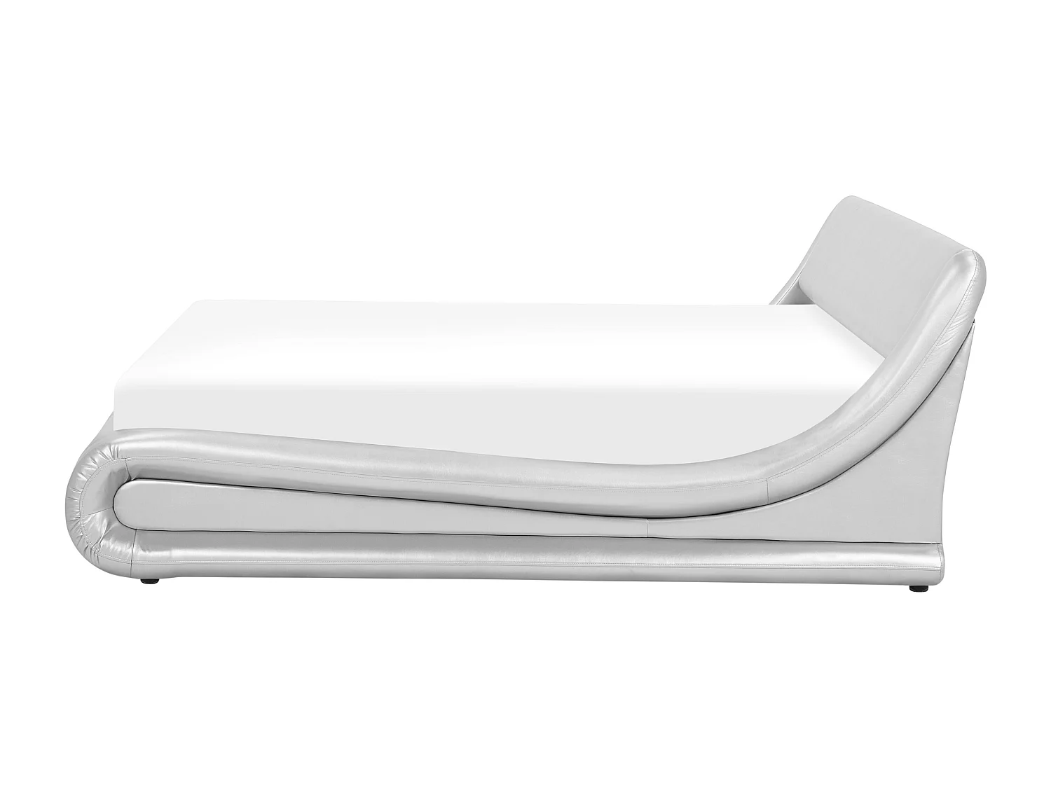 Modernes Bett aus Kunstleder in Silber 160 x 200 cm mit Bettkasen Avignon