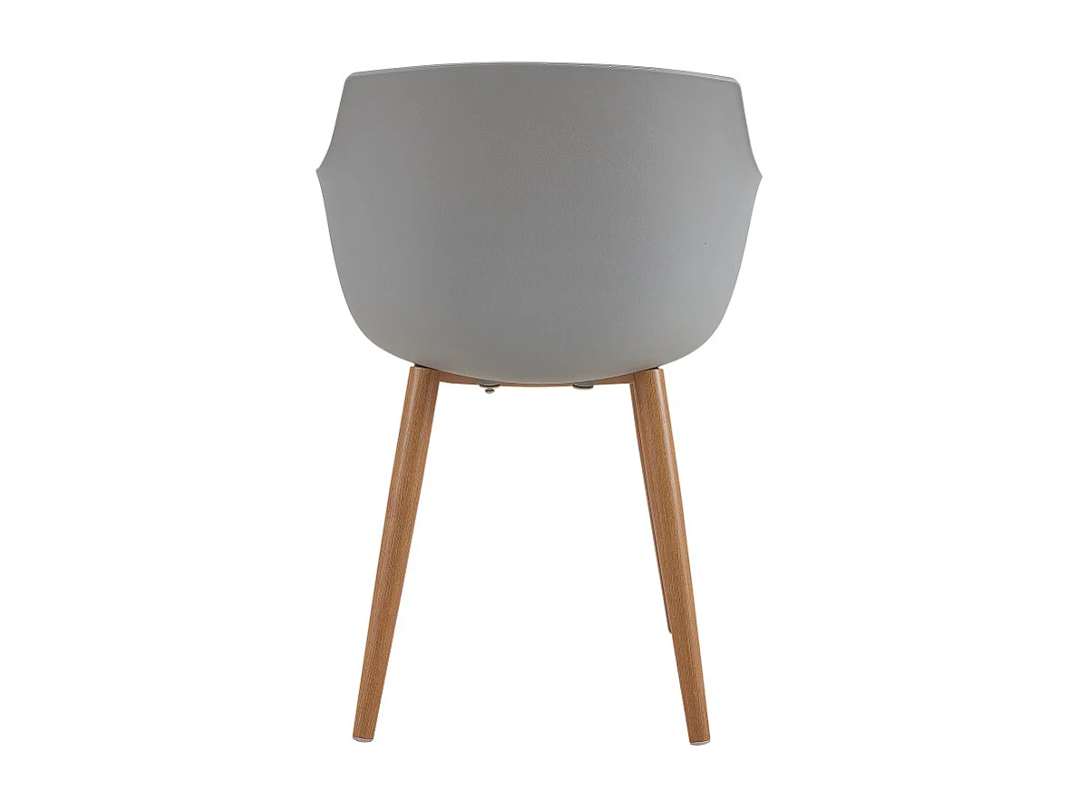 ANDREA-Chaise scandinave gris pied métal effet bois (x2)