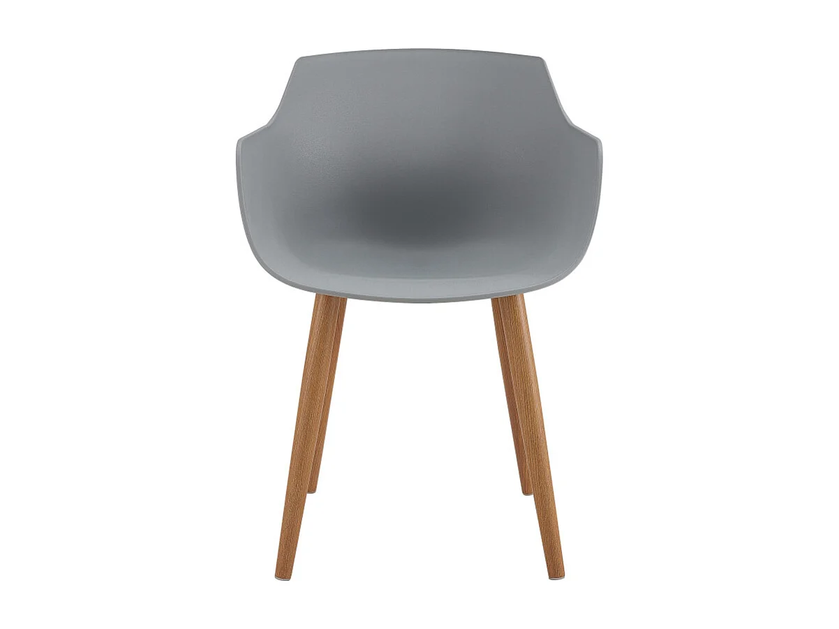 ANDREA-Chaise scandinave gris pied métal effet bois (x2)