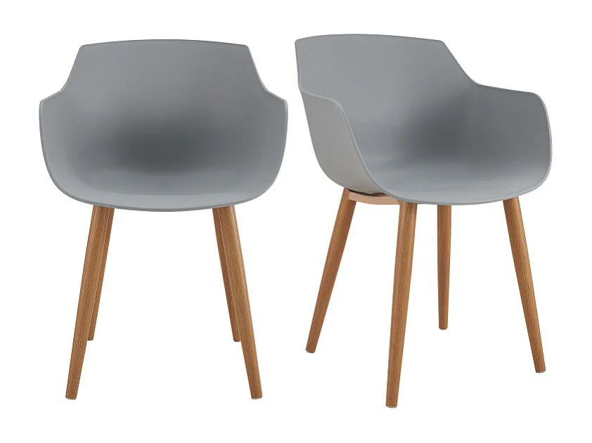 ANDREA-Set di 2 sedie grigio e effetto legno