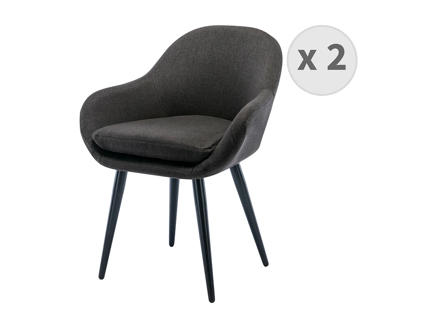 CANCUN - Chaise scandinave tissu gris anthracite pieds métal noir(x2)
