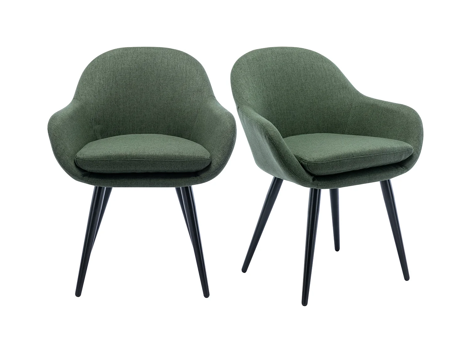 CANCUN-Sedia scandinava tessuto verde bosco gambe metallo nero (x2)