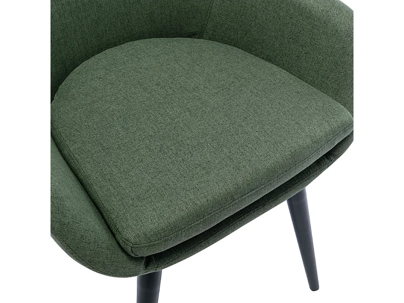 CANCUN-Chaise scandinave tissu vert forêt pieds métal noir (x2)