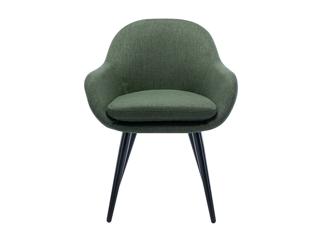 CANCUN-Chaise scandinave tissu vert forêt pieds métal noir (x2)