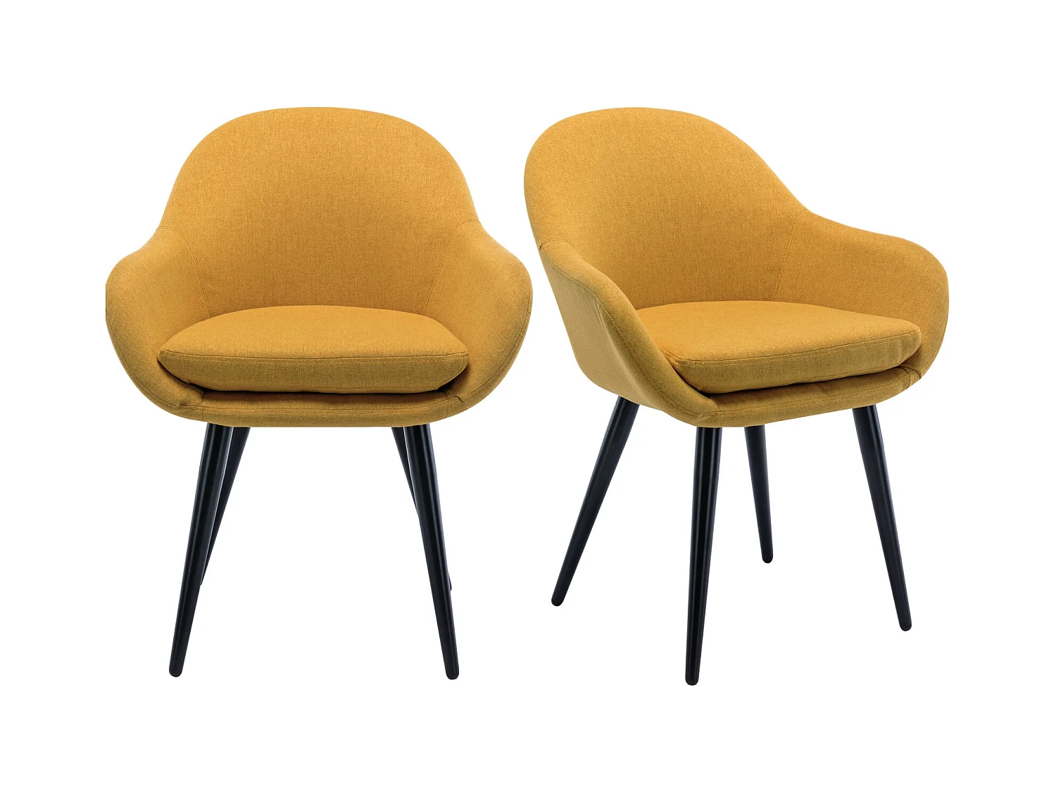 CANCUN-Sedia scandinava tessuto curry gambe metallo nero (x2)