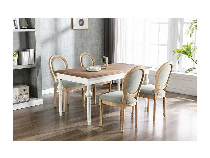 AGATHE - Chaise médaillon gris pieds bois(x2)