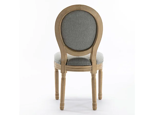 AGATHE - Chaise médaillon gris pieds bois(x2)