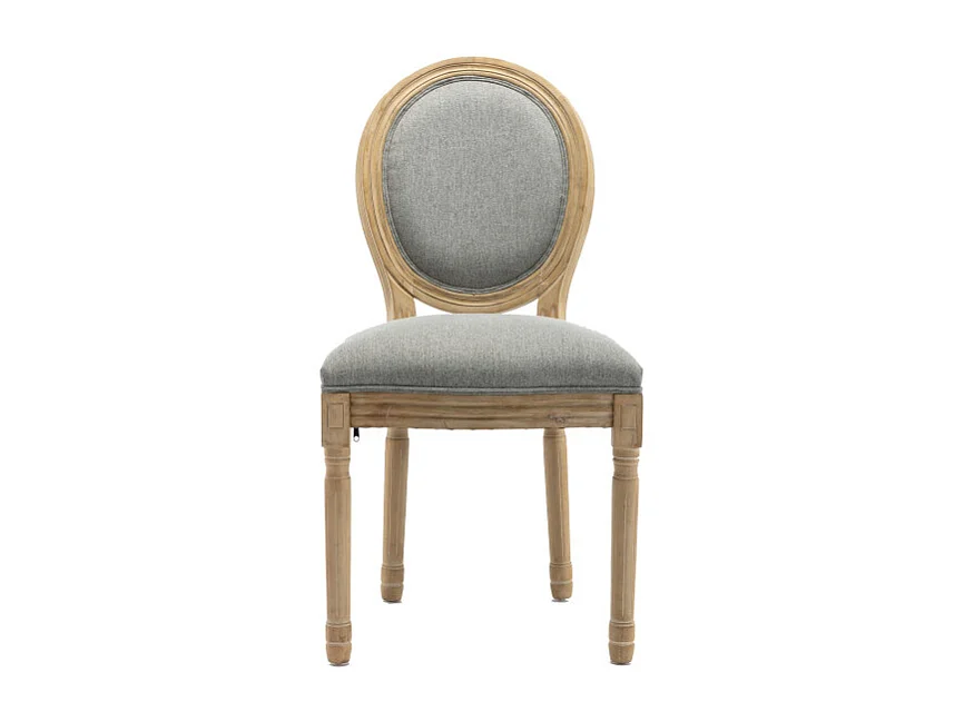 AGATHE - Chaise médaillon gris pieds bois(x2)