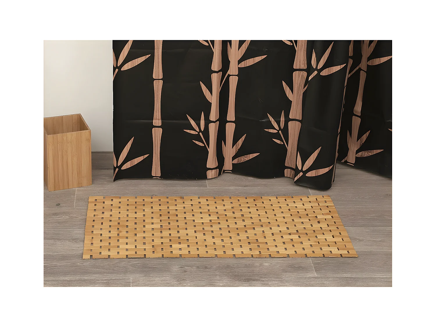 Tapis Caillebotis en Bambou antidérapant 45 x 100 cm Naturel