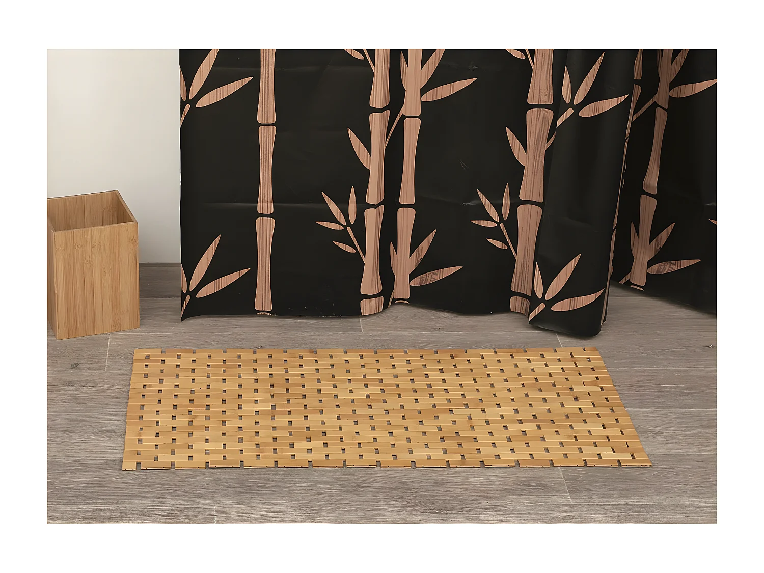 Tapis Caillebotis en Bambou antidérapant 45 x 100 cm Naturel