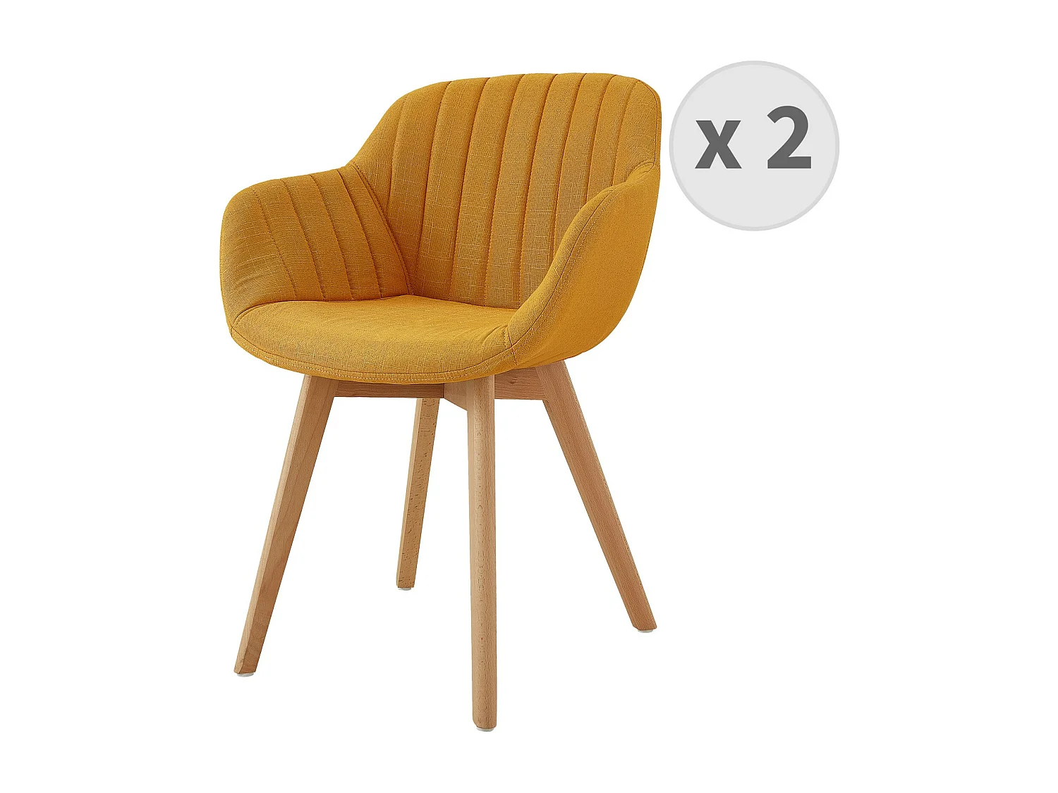 STEFFY - Sedia scandinava tessuto curry gambe faggio (x2)