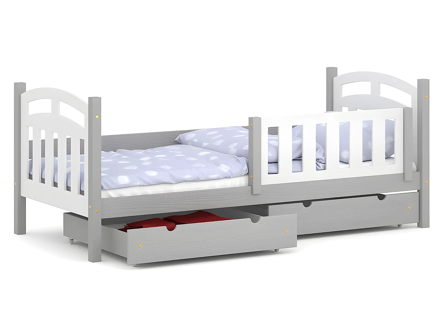 Lit simple en pin massif 190x90 Gris