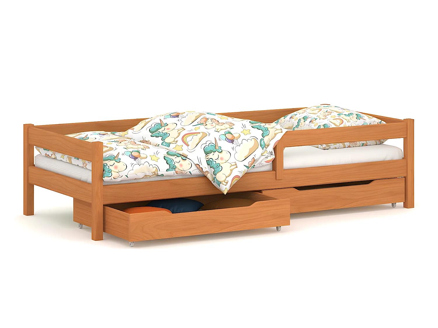 Lit simple en pin massif 200x90 Teck