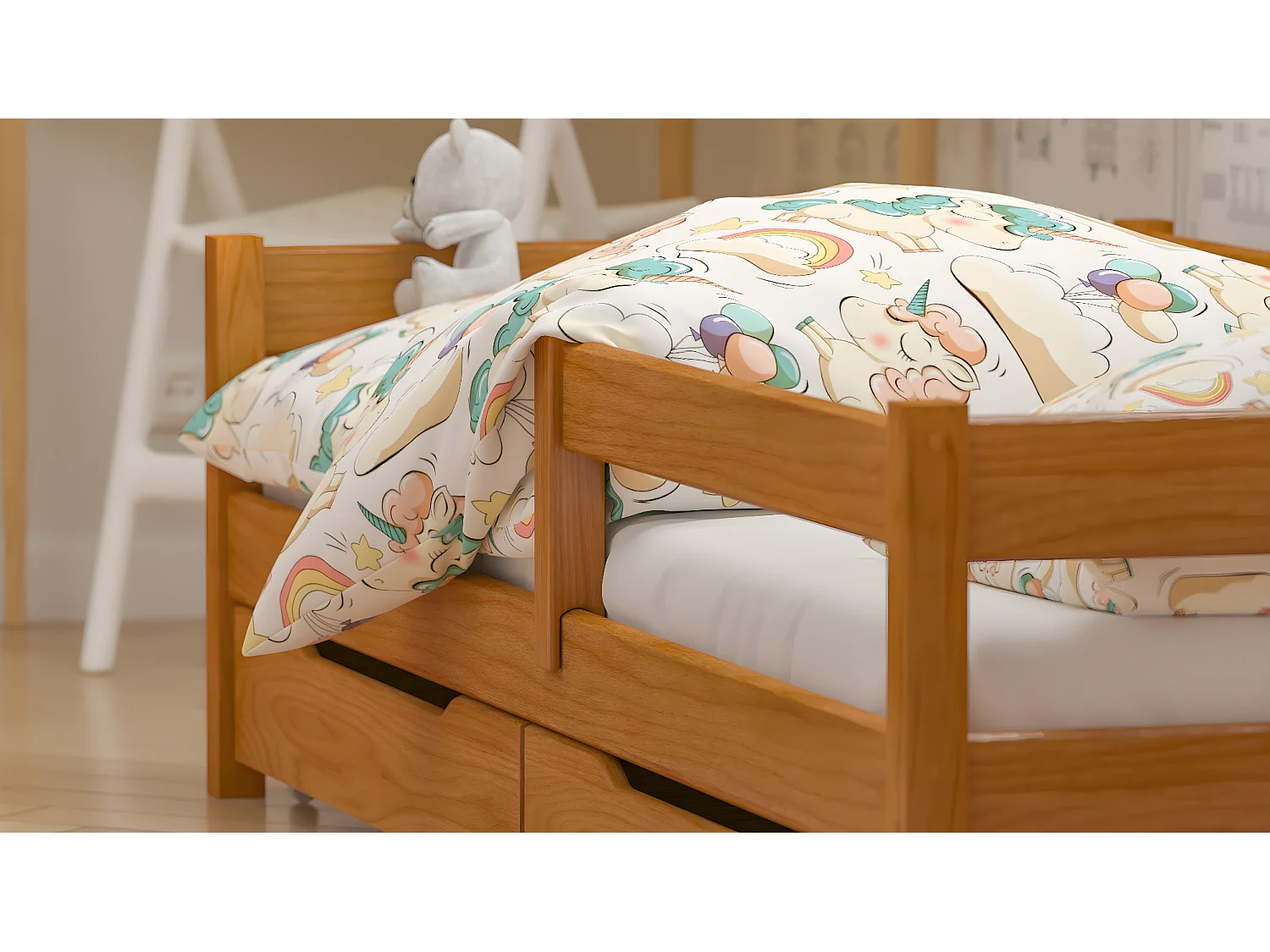 Lit simple en pin massif 200x90 Teck