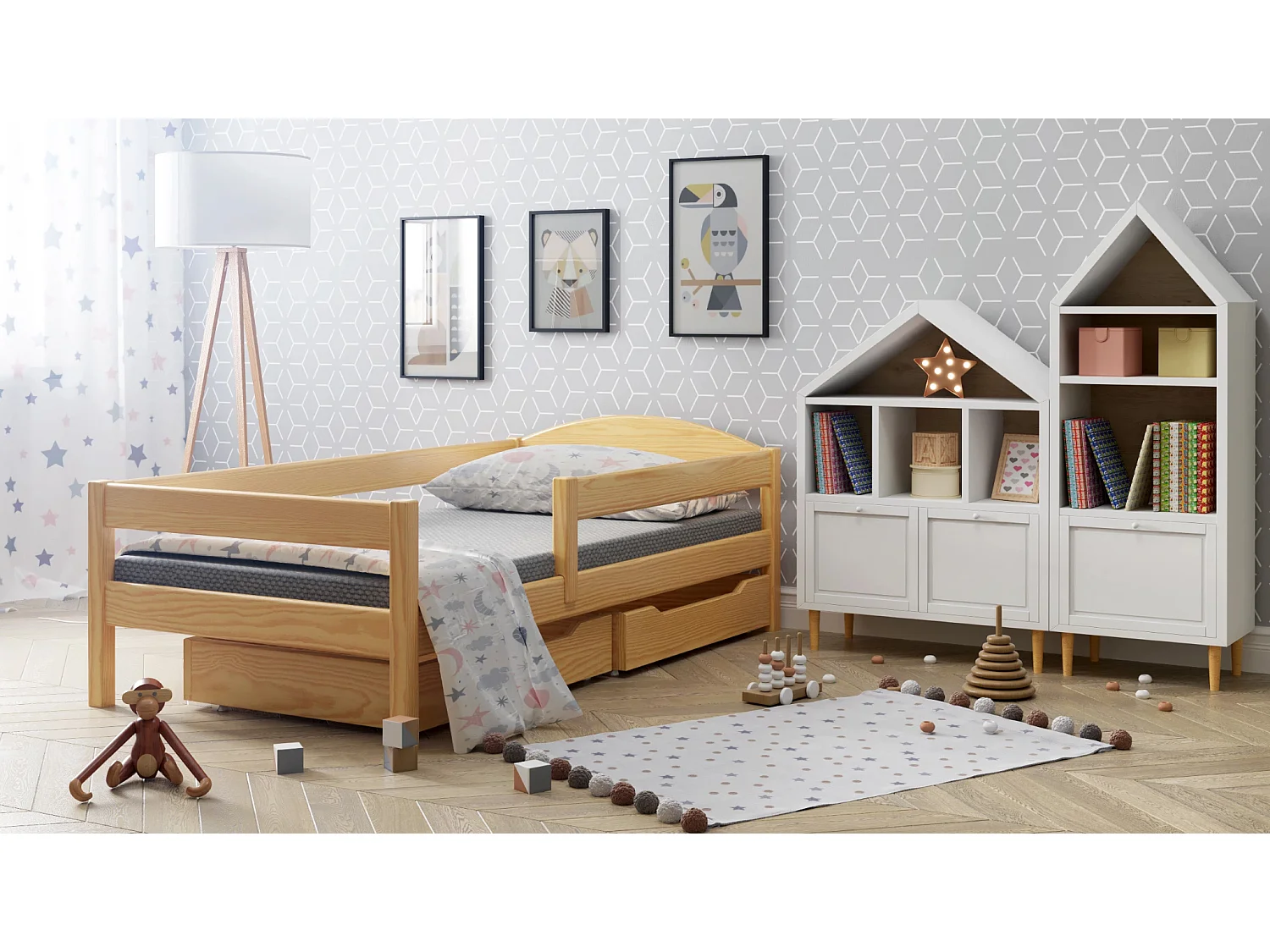 Lit simple en pin massif 180x80 Naturel