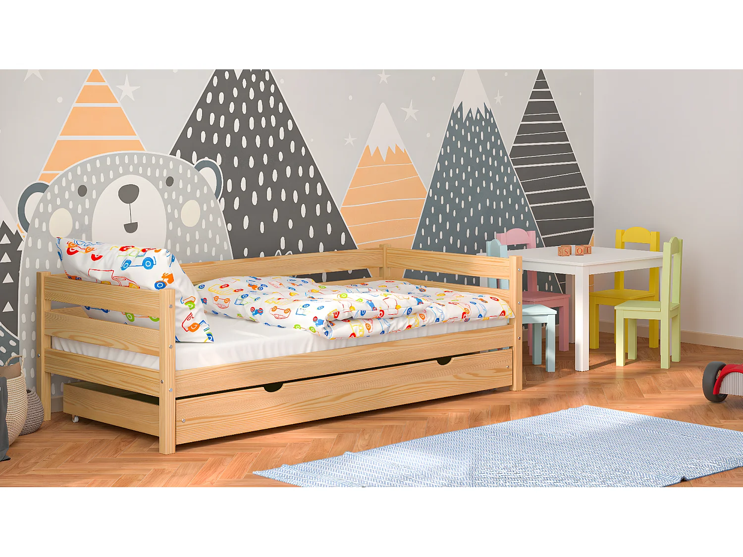 Lit simple en pin massif 180x80 Naturel