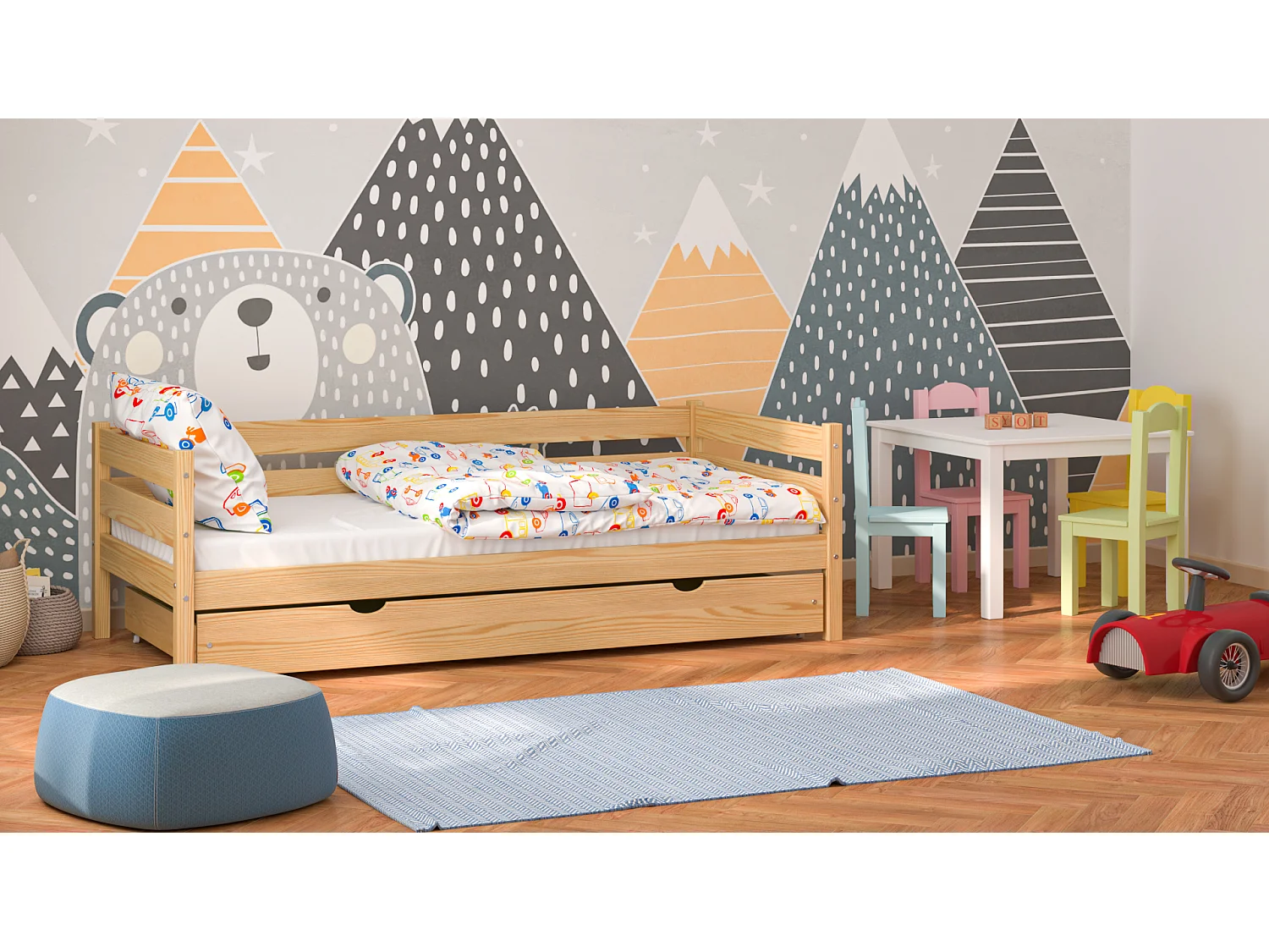 Lit simple en pin massif 180x80 Naturel